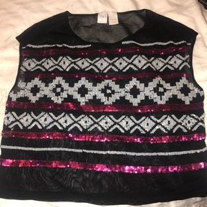 INC M 'beach' sequins sheer top